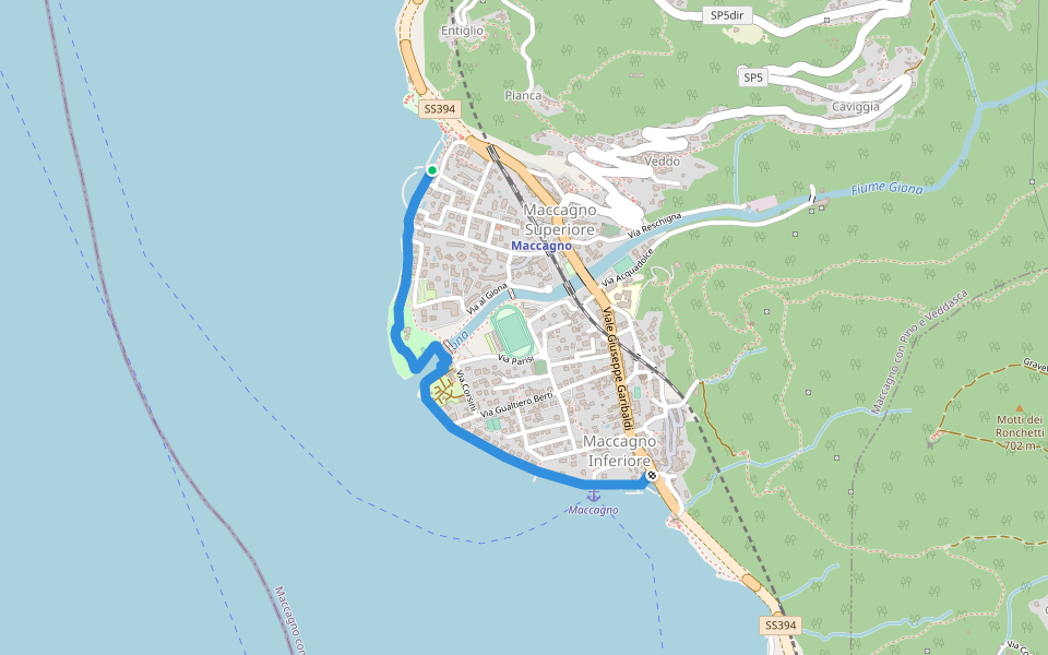 Sentiero didattico Uccelli Acquatici walking route map in Maccagno con Pino e Veddasca