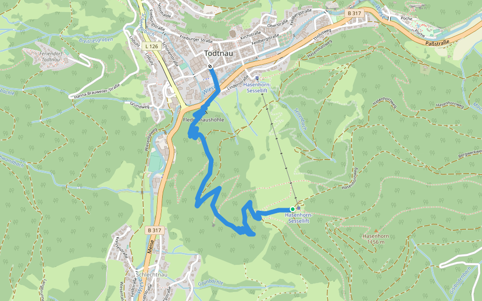 Gasthaus Hasenhorn - Todtnau Tourist-Information walking route map in Todtnau