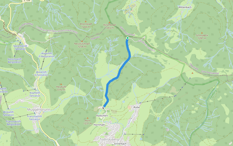 Langenmoos - Radschert walking route map in Todtnau