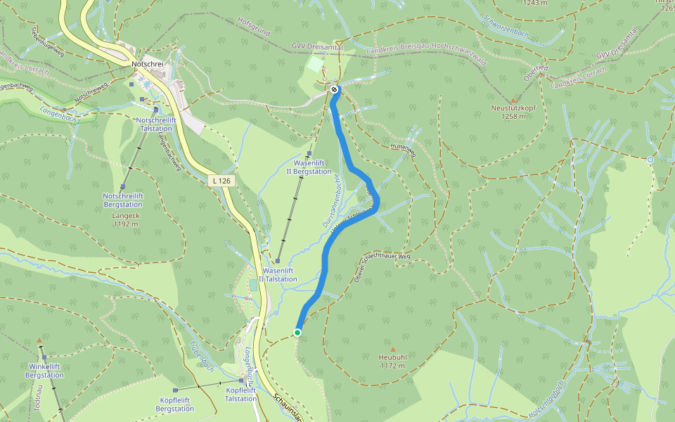 Am Heubühl - Spänplatz walking route map in Todtnau