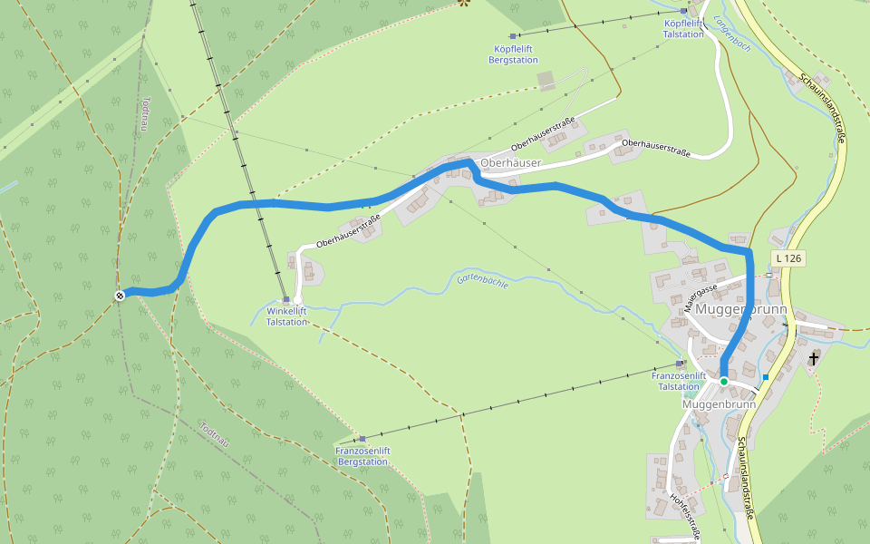 Muggenbrunn - Winkeleck walking route map in Todtnau