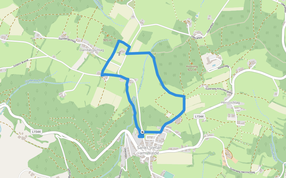 S12 Natursafari Weg walking route map in Sankt Stefan am Walde