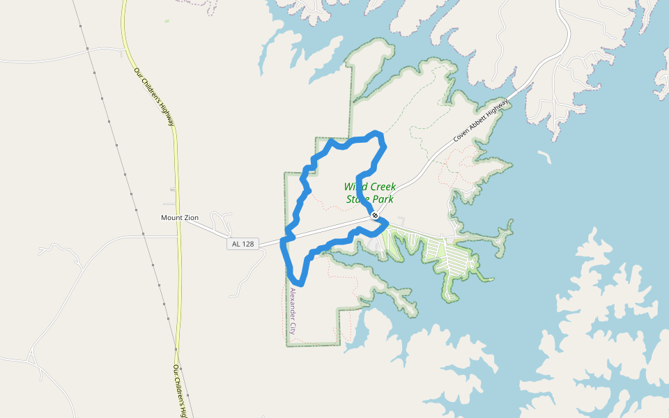 Alabama Reunion Trail walking route map in Alexander City