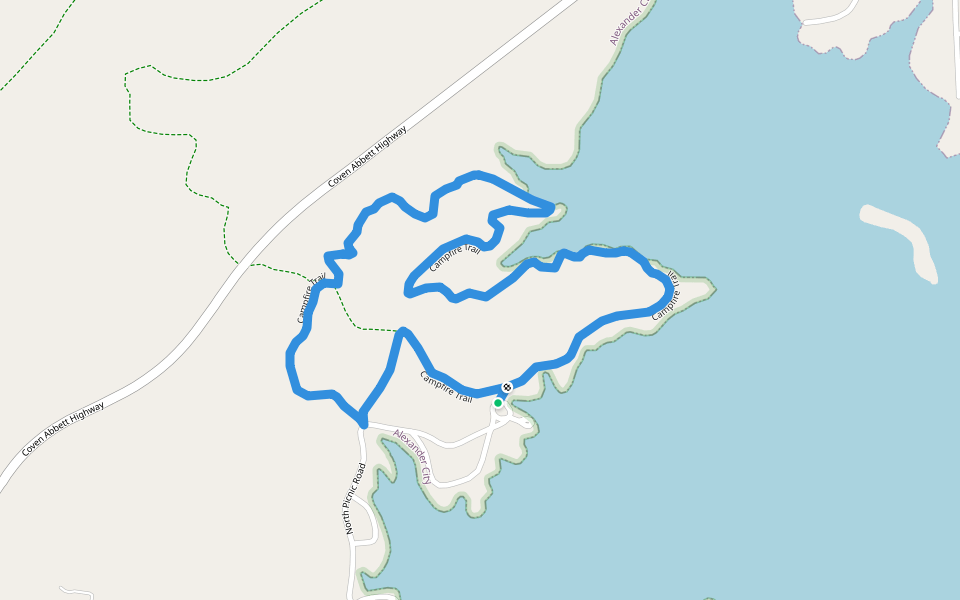 Campfire Trail walking route map in Alexander City