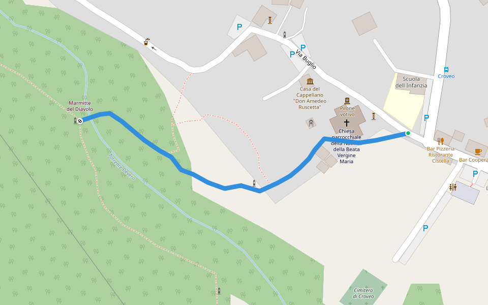 H00c - Croveo - Marmitte del Diavolo walking route map in Croveo