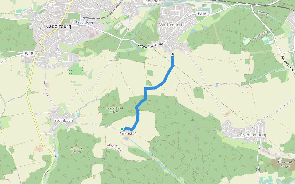 Wanderweg Blaue Raute walking route map in Cadolzburg