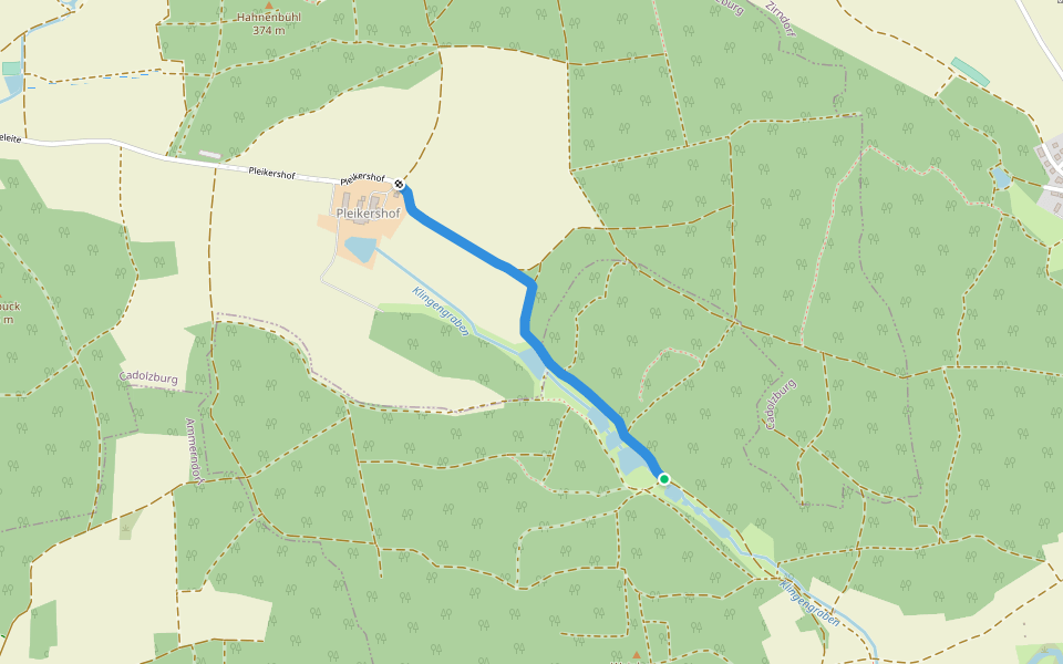 Wanderweg Gelbes Kreuz walking route map in Zirndorf