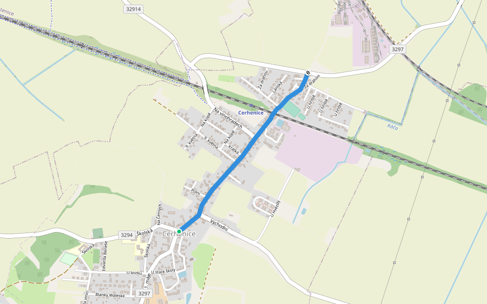 NS Městysem Cerhenice walking route map in Cerhenice