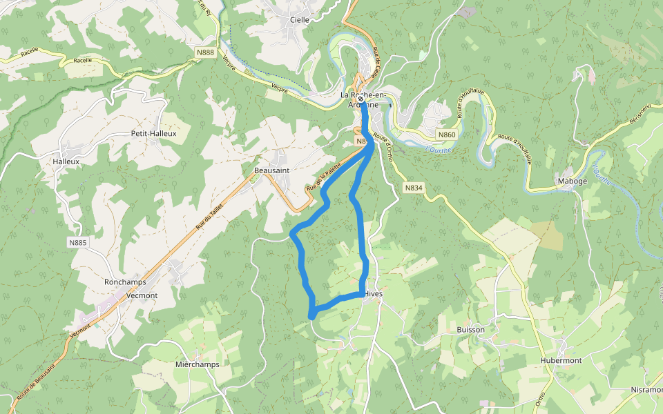 8. Vallée des Tombes walking route map in La Roche-en-Ardenne
