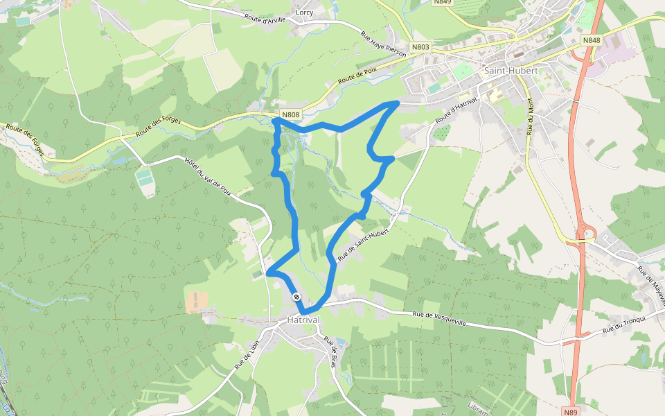 23. Moulin d'en Haut walking route map in Saint-Hubert