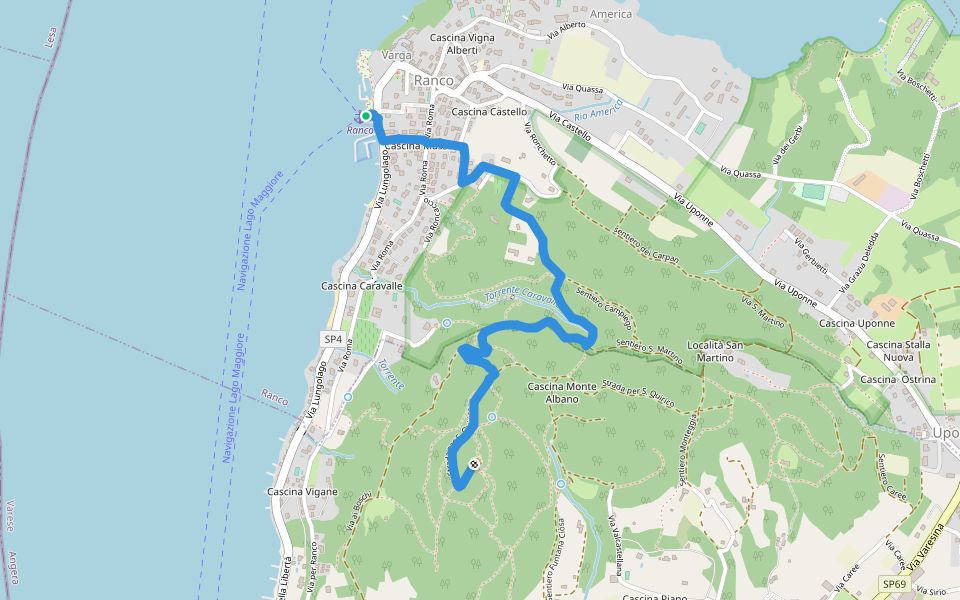 Ranco - San Quirico walking route map in Ranco