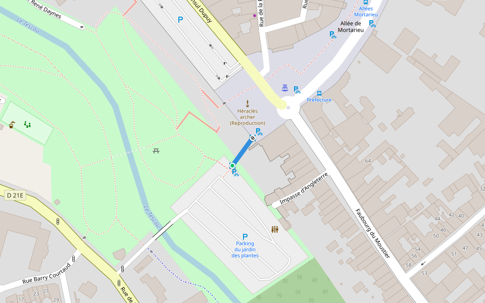 Ascenseur : Jardin des plantes / Allée de Mortarieu