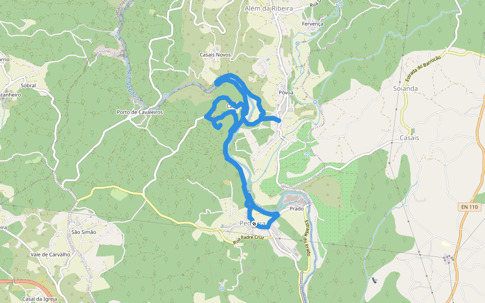Nas margens do rio Nabão walking route map in Pedreira