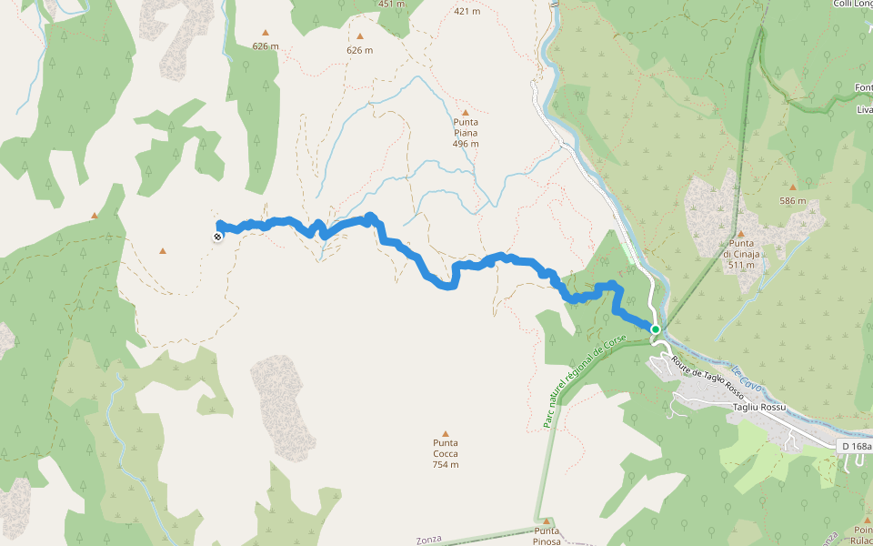 Chemin de Luviu walking route map in Zonza