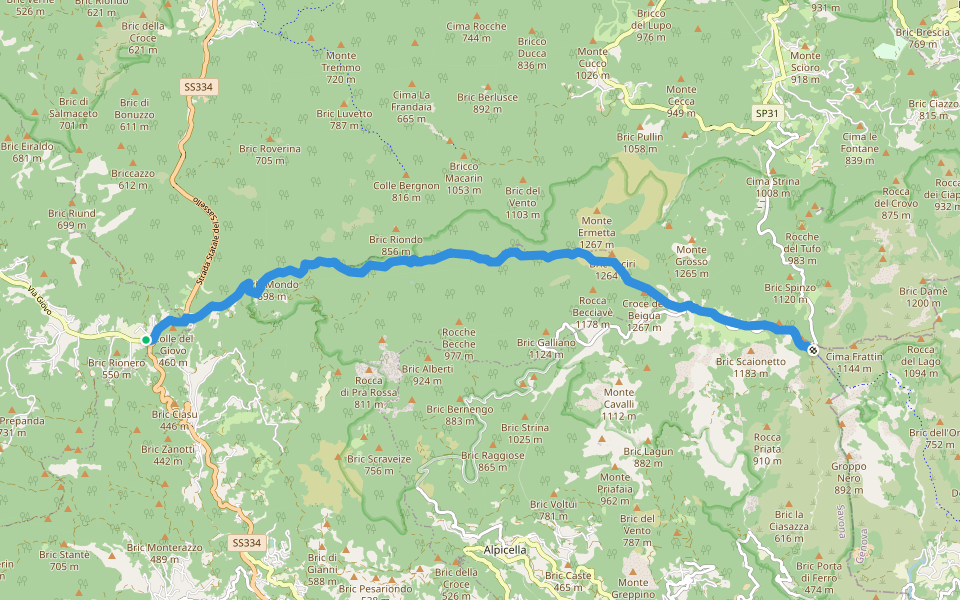 Il Giovo - Prato Rotondo walking route map in Giovo Ligure