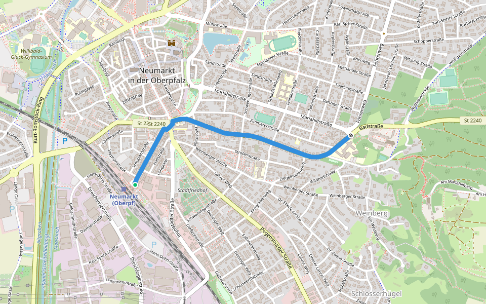 Neumarkter Burgensteig walking route map in Neumarkt in der Oberpfalz