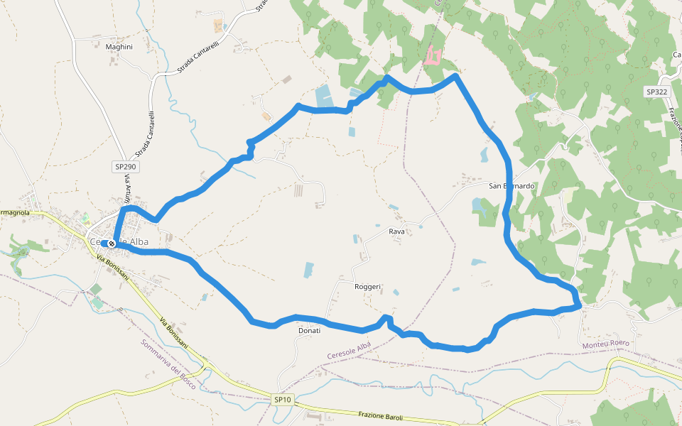 Sentiero delle peschiere walking route map in Ceresole Alba