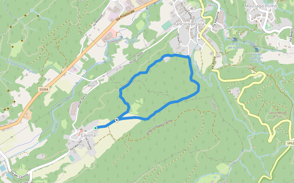 Anello della Valcanasca walking route map in Cavona