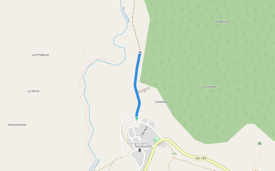 Ruta del Cañón de Caracena walking route map in Tarancueña