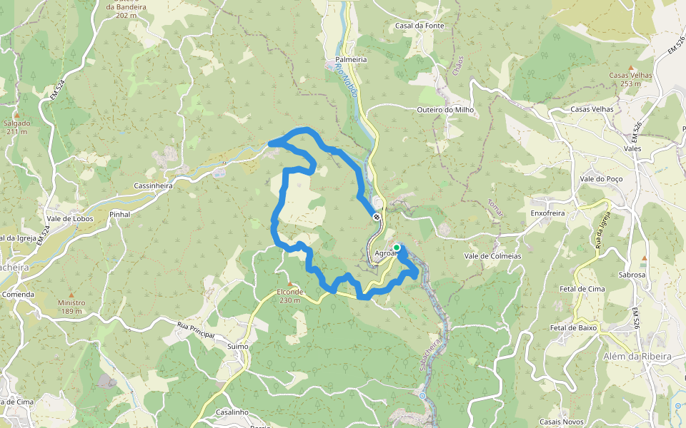 Rota do Canhão do Nabão walking route map in Formigais