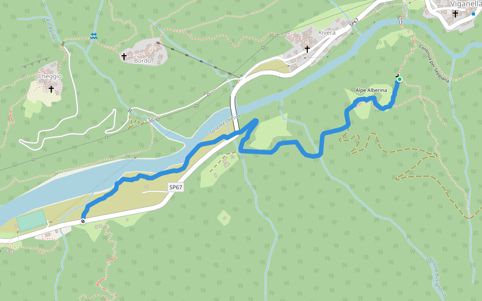 C09A - Alpe Alberina - Mundà walking route map in Rivera