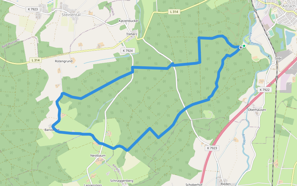 Aitracher Nestbaumweg walking route map in Aitrach