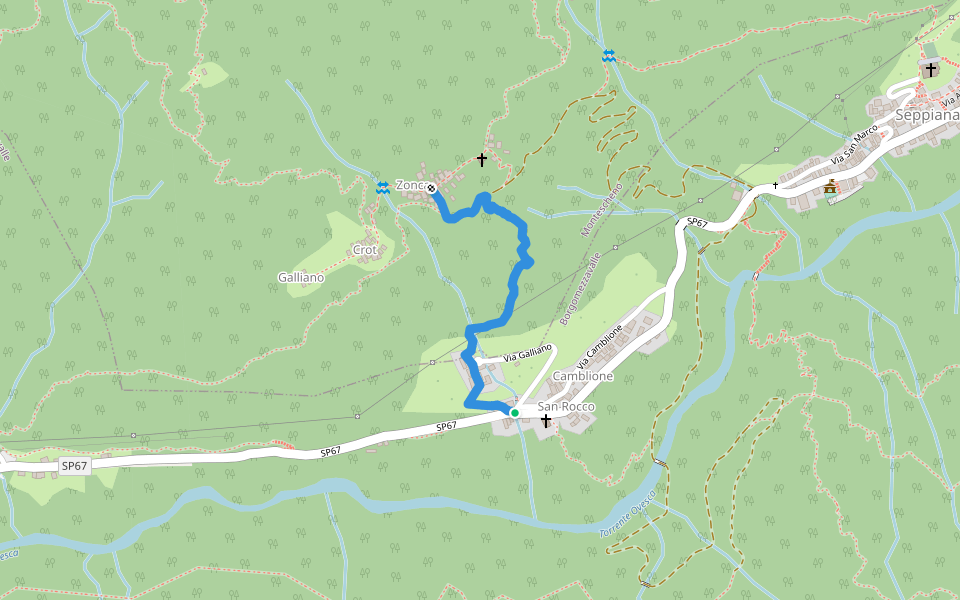 C10B - San Rocco - Zonca walking route map in Camblione