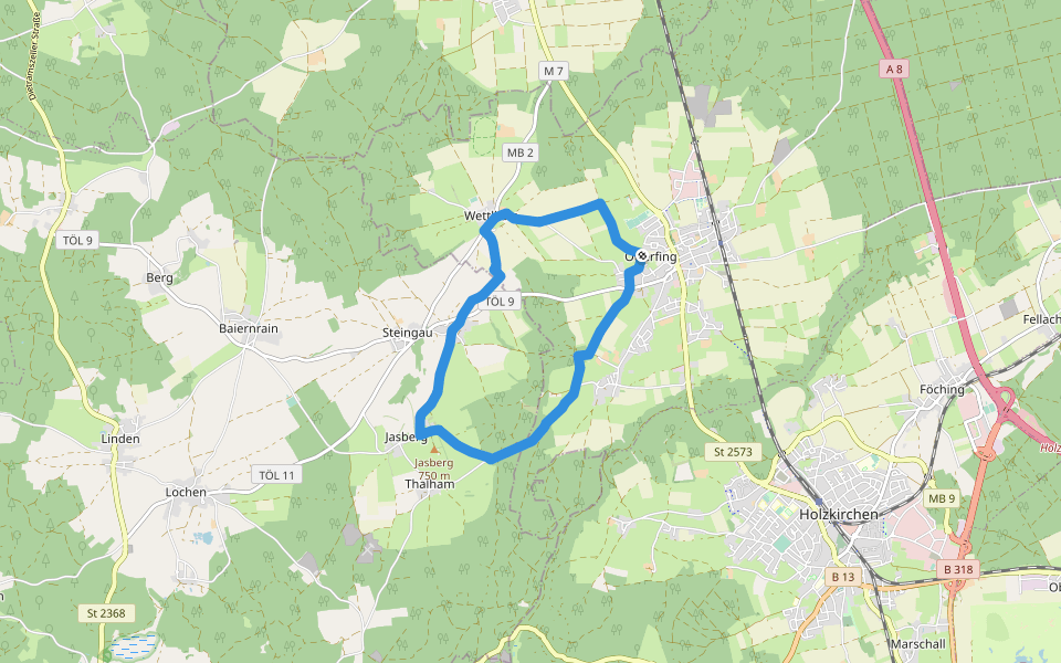 Jasberg-Rundweg walking route map in Otterfing
