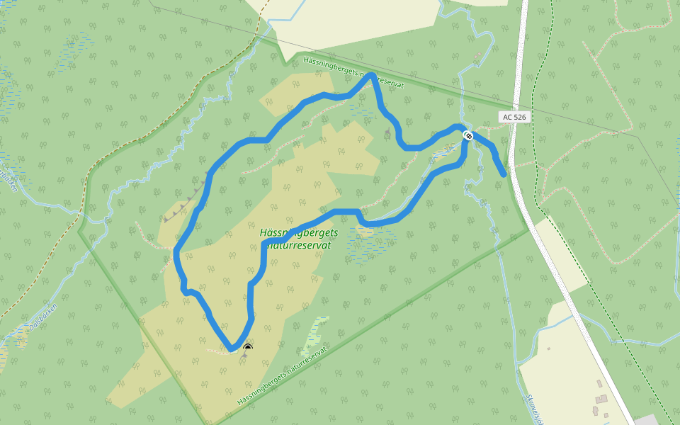 Hässningberget vandringsled walking route map in Umeå