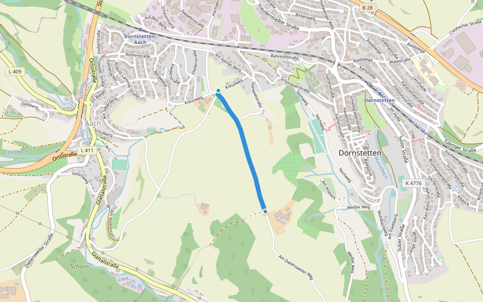 Beim Kreuz - Berghof walking route map in Dornstetten