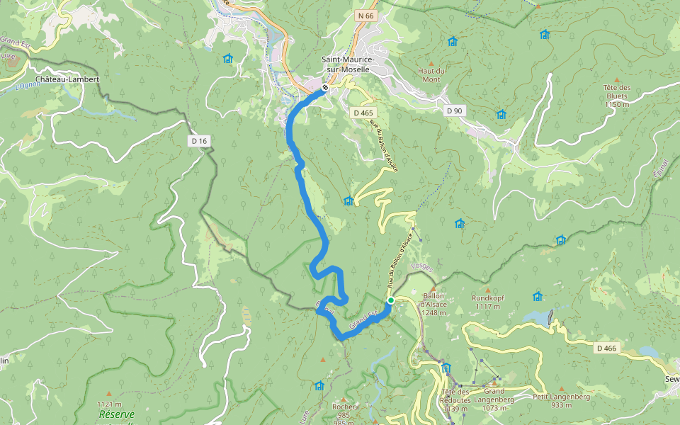Saint Maurice sur Moselle - Col de Ballon  Disque jaune walking route map in Lepuix
