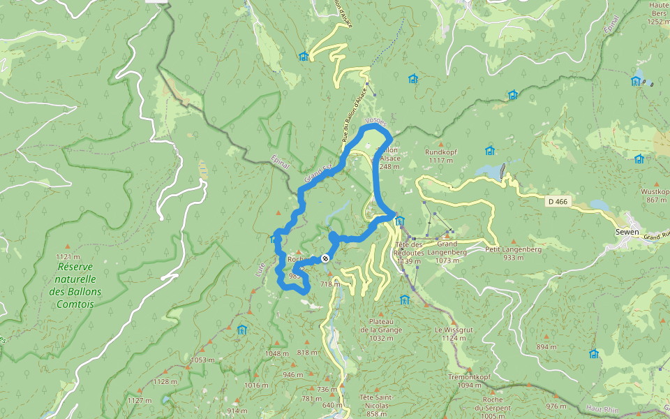Circuit du Ballon d'Alsace  Disque jaune walking route map in Lepuix