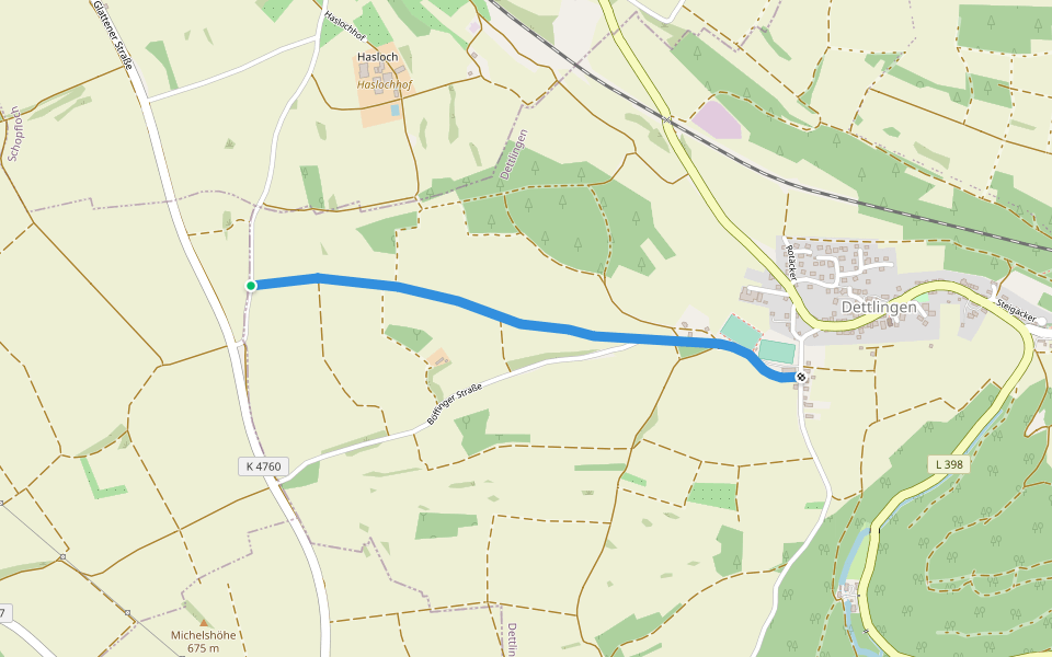 Kaiserhölzle - Sportplatz Dettlingen walking route map in Glatten