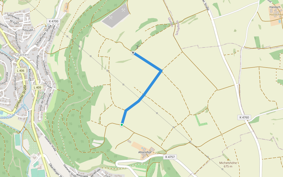 Klingeläcker - Windrad / Lichthof walking route map in Glatten