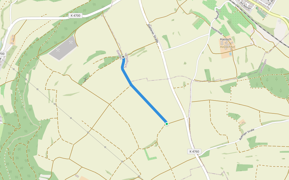 Farnäcker - Wasserhochbehälter walking route map in Glatten