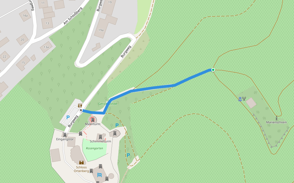 Beim Pipelisstein - Schloss Ortenberg walking route map in Ortenberg