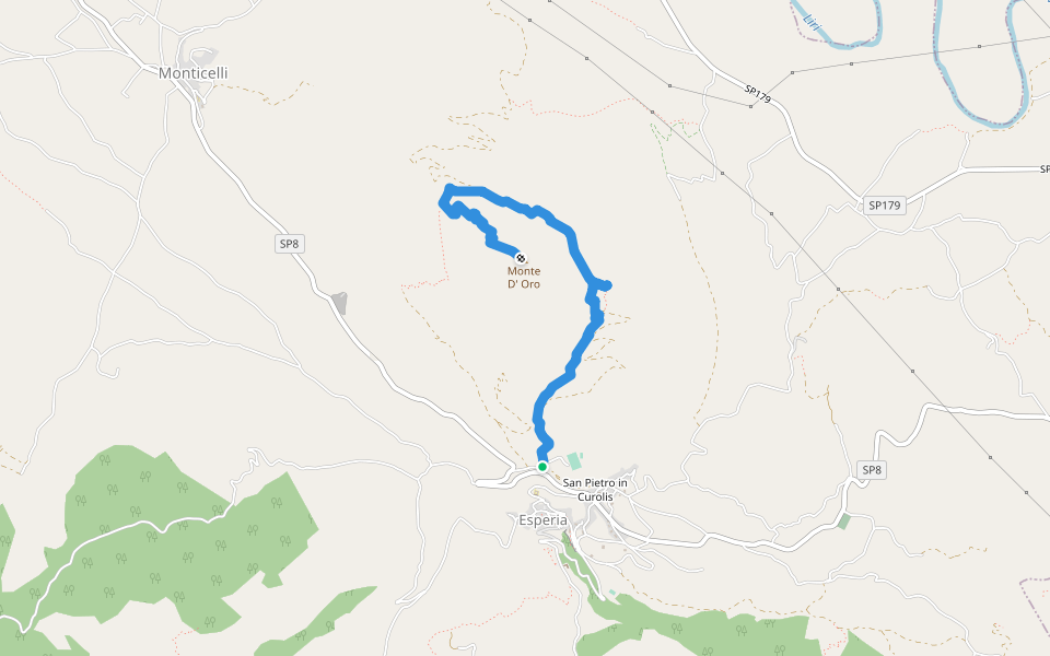 Esperia-Monte D'Oro-Esperia walking route map in Esperia
