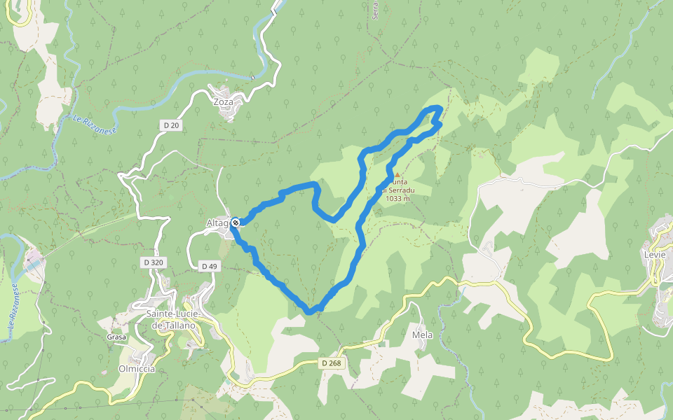 Boucle 5 - Altagène<->Punta di Sarradò walking route map in Altagène
