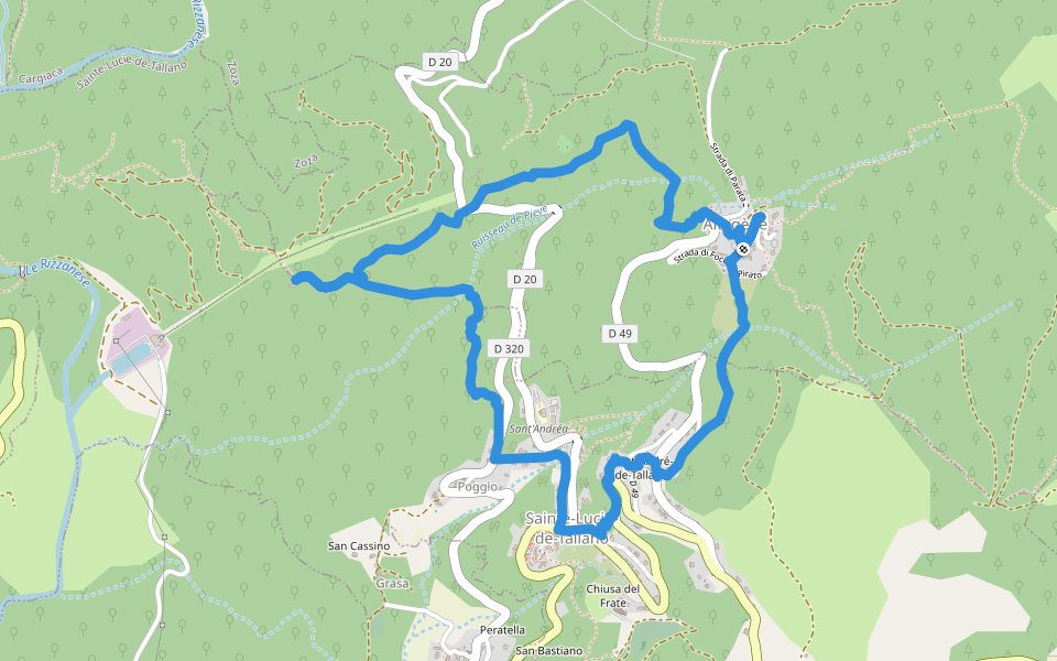 Boucle 7 - Altagène<->Sainte-Lucie de Tallano walking route map in Altagène