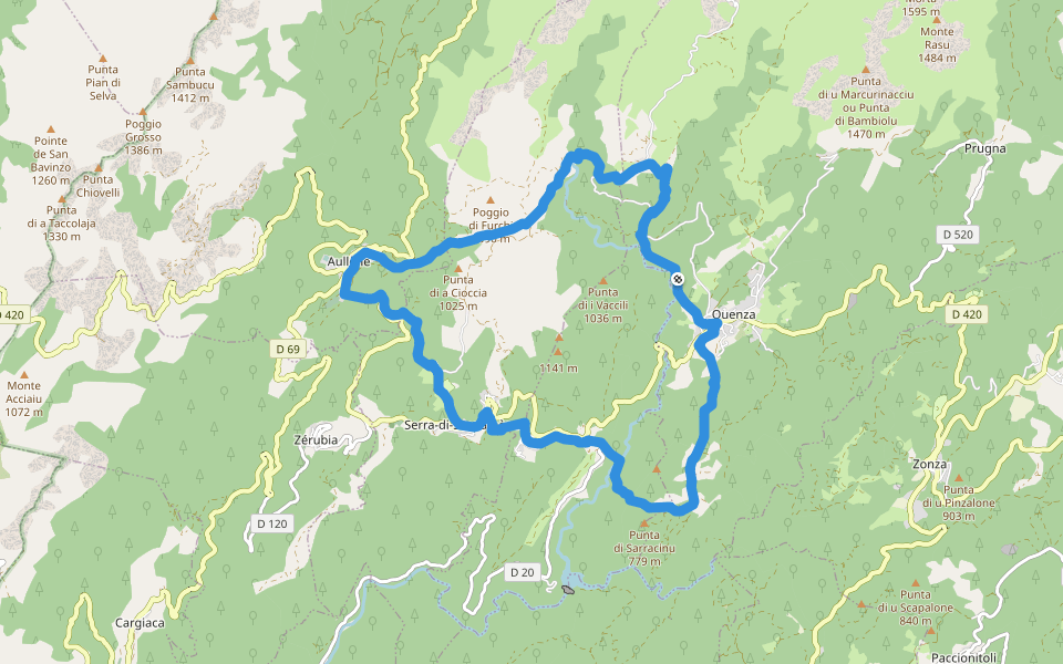 Boucle I Quattri Paesi walking route map in Quenza