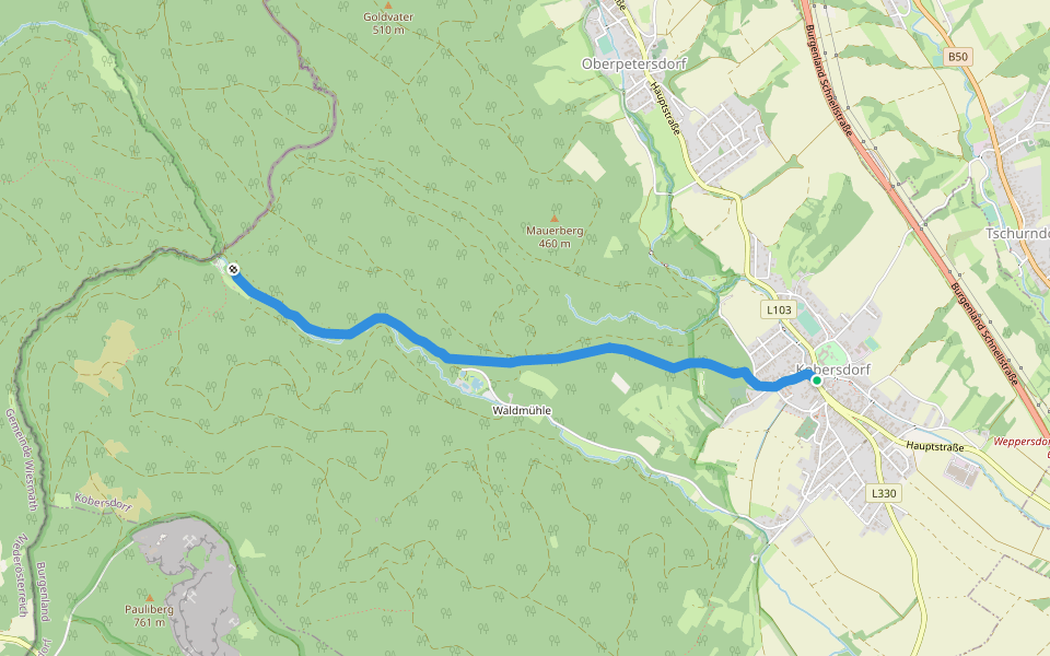 Kobersdorf - Waldsauerbrunn walking route map in Kobersdorf