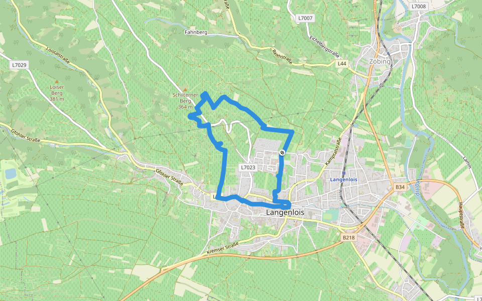 Weinweg Langenlois walking route map in Langenlois