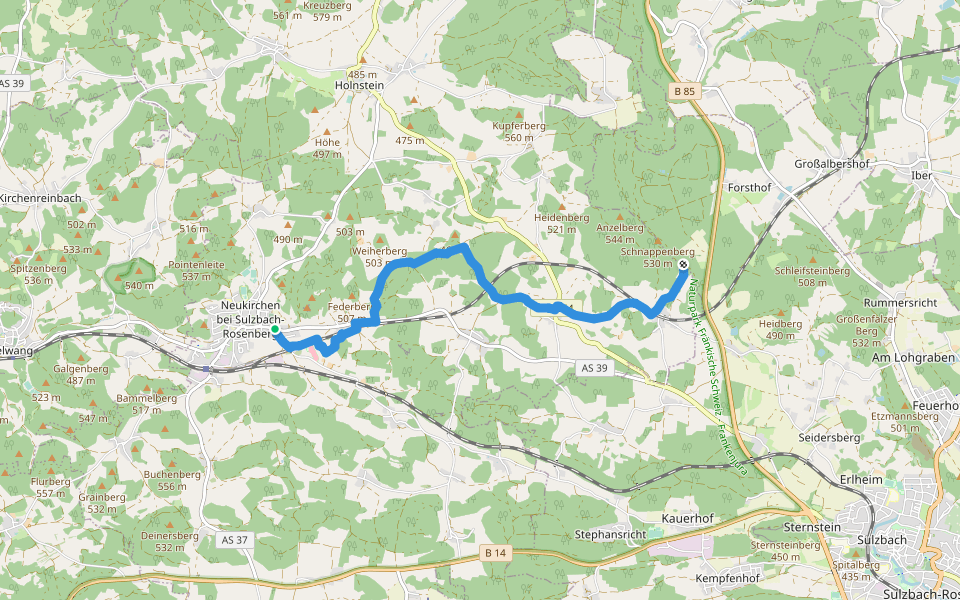 Rundwanderweg No.6 Neukirchen walking route map in Neukirchen bei Sulzbach-Rosenberg