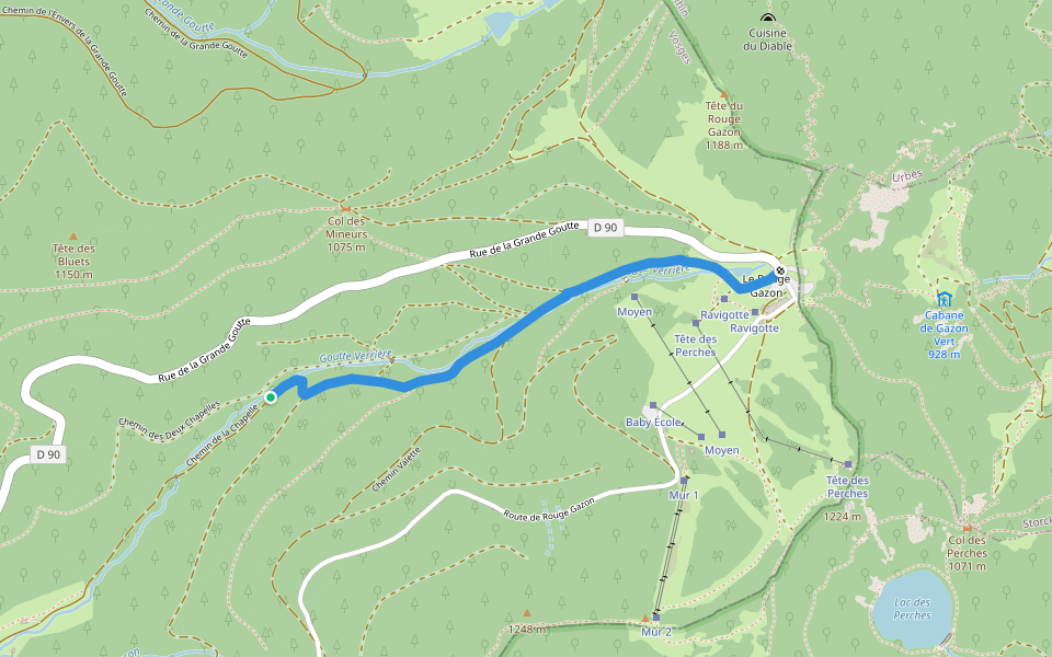 Liaison Chapelle Botiotte - Rouge Gazon Vers GR 531 "Bleu-blanc-bleu" walking route map in Saint-Maurice-sur-Moselle
