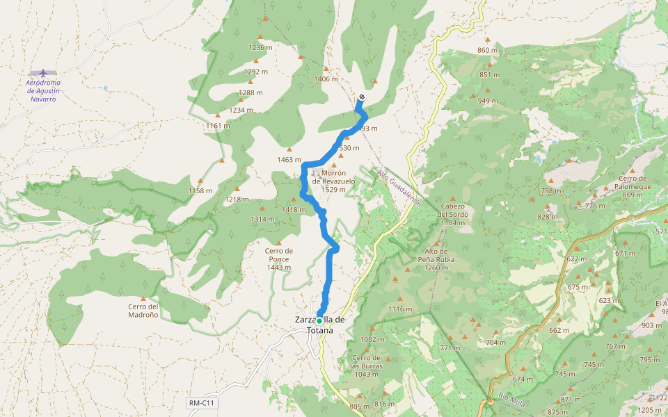 PR-MU 102 Sendero del Cerro de la Selva walking route map in Zarzadilla de Totana