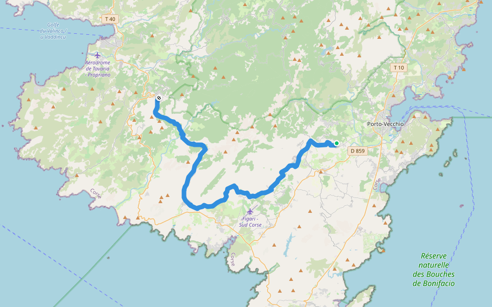 Strada Antica Da Porti Vechju à Sartè walking route map in Porto-Vecchio