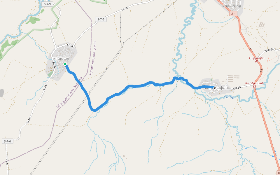 Krasar – Karmravan walking route map in Karmravan