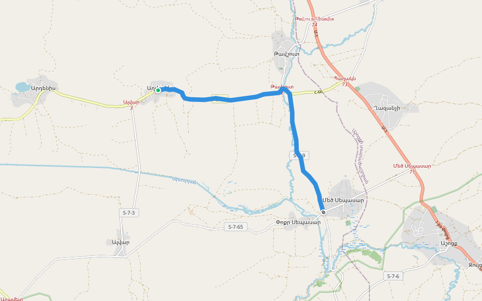 Aghvorik – Mets Sepasar walking route map in Karmravan