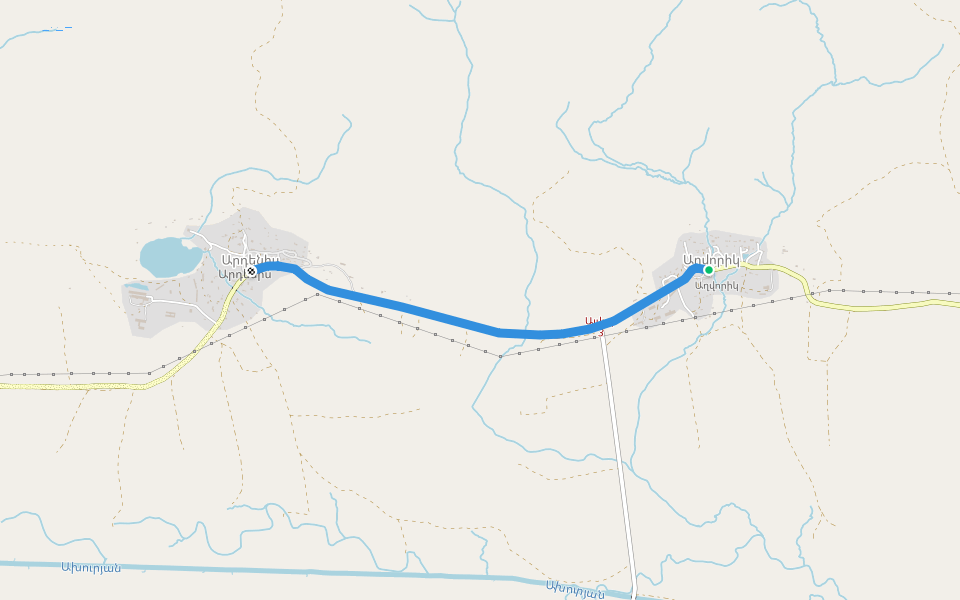 Ardenis – Aghvorik walking route map in Karmravan