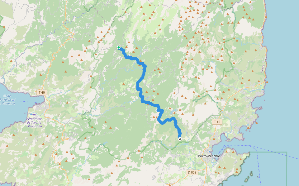 Strada Antica Da a Muntagna à a Piaghja walking route map in Aullène
